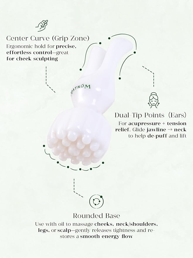 MATRÚM Bunny Gua Sha, Guasha Tool for Face & Body, Gua Sha Facial Tools for Lymphatic Drainage Massage, Body Gua Sha Tool for Neck, Scalp & Shoulders, De-Puff & Sculpt