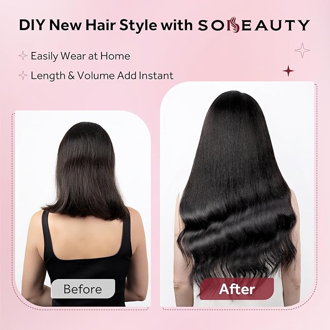 Clip in Hair Extensions Real Human Hair, Remy Hair Clip in Extensions Human Hair, Natural Black 100% Human Hair Extensions for Women #1B 20Inch 120G 7PCS