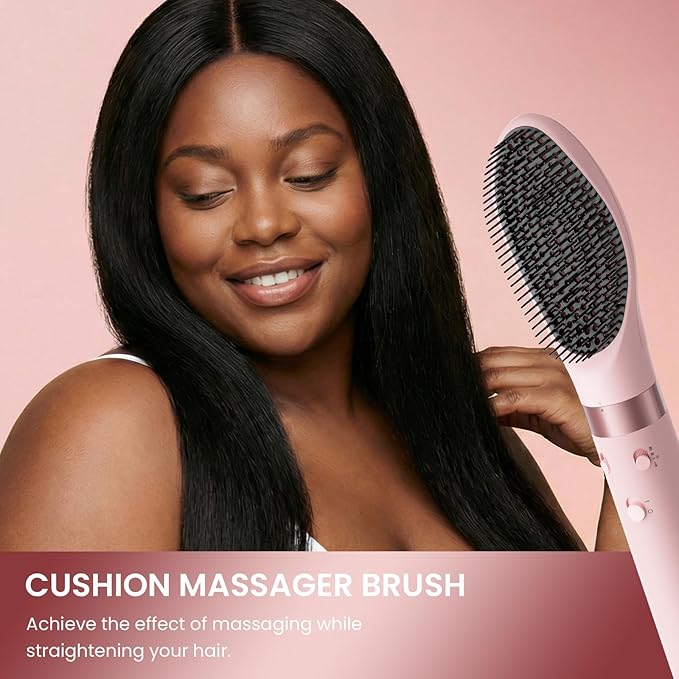 MESCOMB Dual Voltage Hot Air Styler Wrap - 5 in 1 Hair Dryer Brush with Fast Drying Blow Dryer, Styling, Straightening & Volumizing with Travel Bag (100V–240V) -Pink
