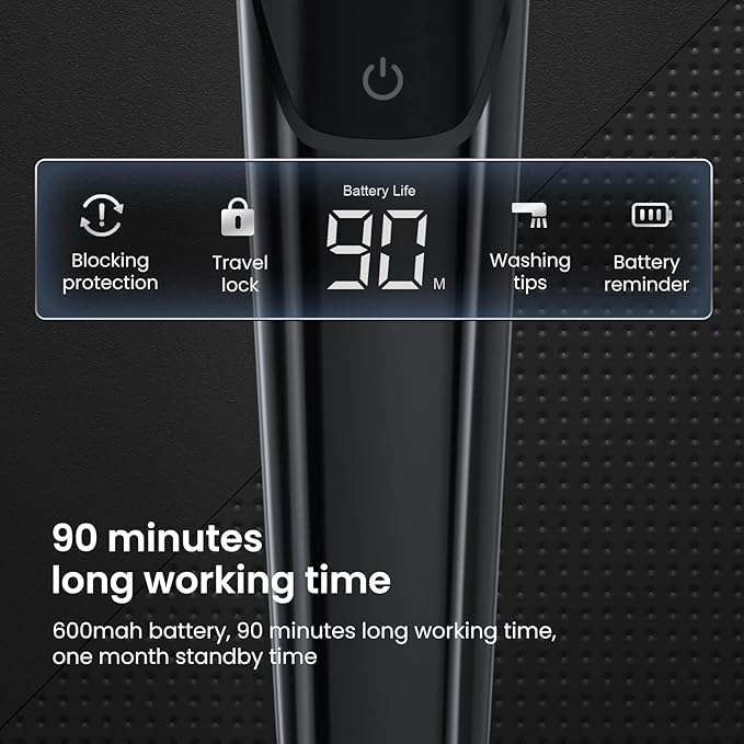 Mens Electric Shaver Waterproof: Rechargeable Cordless Shavers - Type-C 1H Fast Charging - IPX7 Waterproof Wet/Dry Rotary Electric Razor, with Travel Lock, Ideal Gift for Men