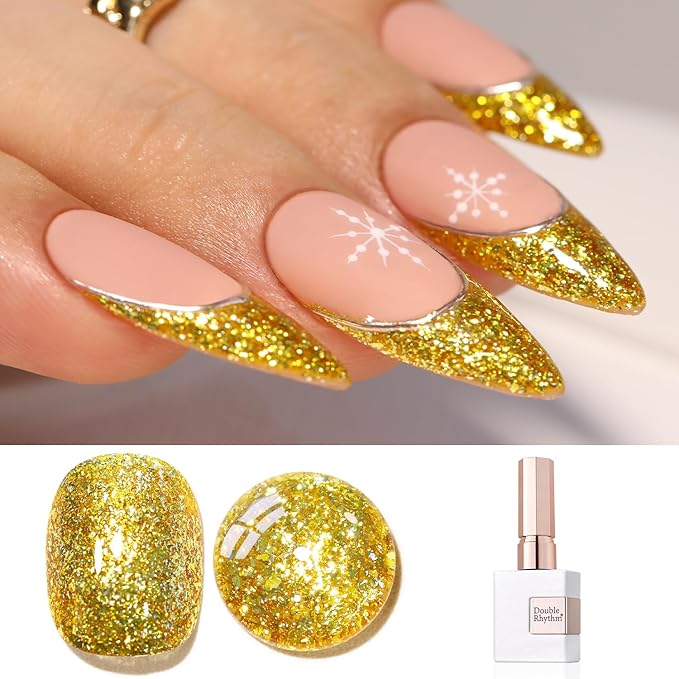 Double Rhythm 15ML Glitter Gel Polish Shimmer Reflective Holographic Color Magnetic for Nail Art Salon DIY at Home (B1126)