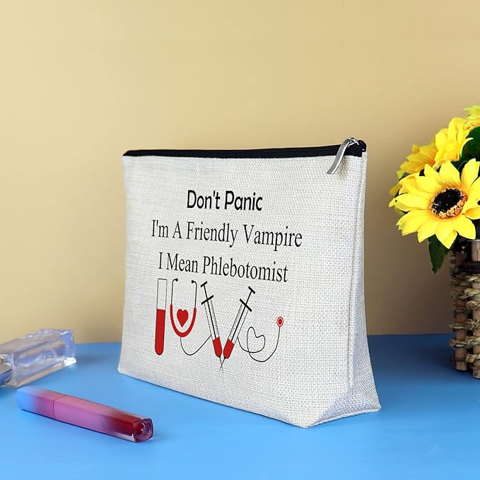 Funny Nurses Makeup Bag Gift Phlebotomist Gifts Phlebotomy Technician Phlebotomist Nurse Gifts Cosmetic Bag Pouch for Women Nurses' Day Birthday Gift for Technician Hematologist Medical Technologist