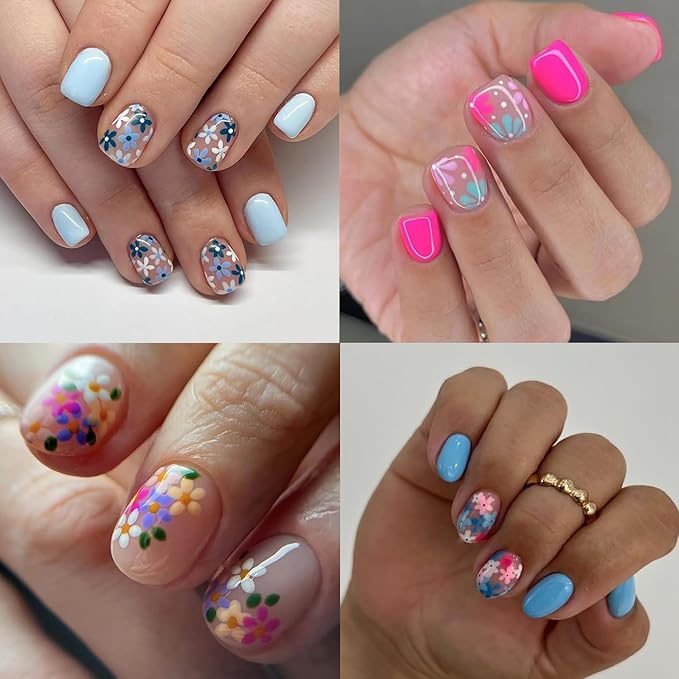 30 Sheets Flower Nail Art Stickers Self Adhesive Colorful Flower Nail Decals for Nail Art Designs Spring Summer Nail Decals Floral Daisy Heart Nail Supplies for Women Manicure DIY Decorations