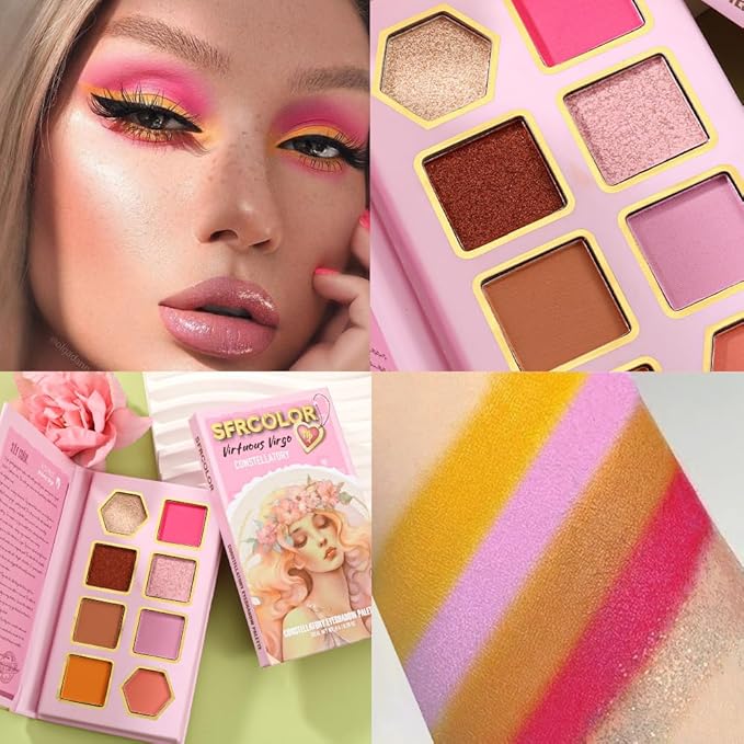 12-Color Zodiac Eyeshadow Palette, Matte Metallic Shimmer Pressed Pigments, Highly Pigmented Makeup Palette for Professional & Daily Eye Makeup (8287 Virgo)