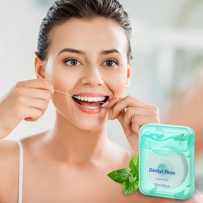 Mimorou 60 Pack Dental Floss Bulk Mint Flavored 50m Each Travel Dental Floss Oral Care for Teeth and Gum Protection(Mint Color)