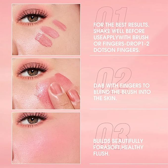 Color Changing Blush,3-in-1 Warm Change Blush,Pink Cream Blush,Transparent Skin Tone(01+02)
