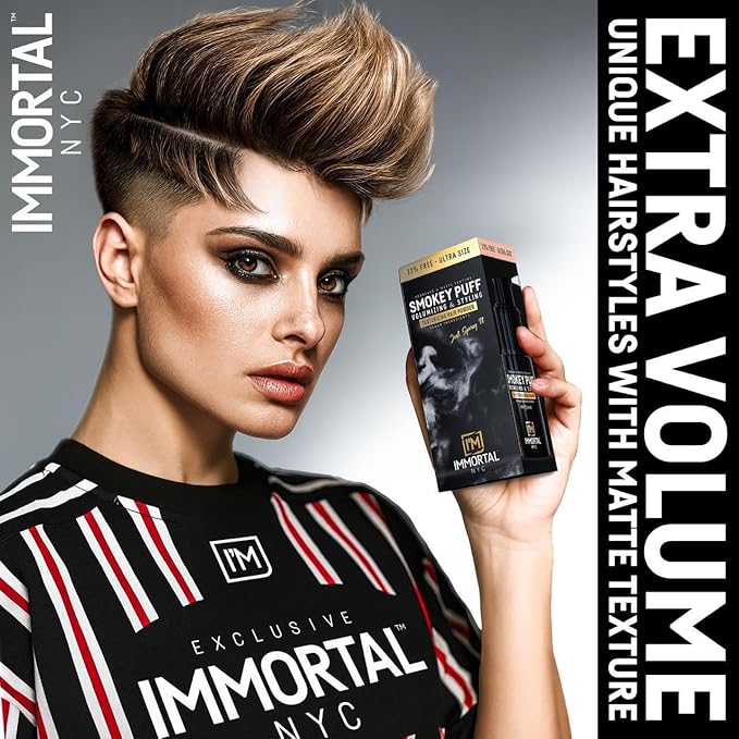 Immortal NYC Smokey Puff Hair Powder – Matte Texturizing & Volumizing Powder for Extra Volume – Vegan, Easy-to-Use, No Residue – 33% Extra Free – Men & Women, All Hair