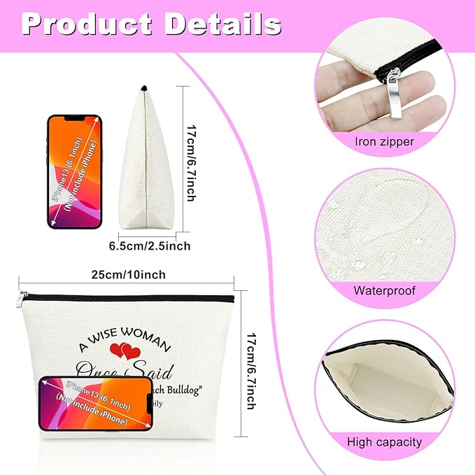 Mxrymvu Funny Gifts for French Bulldog Lovers French Bulldog Theme Makeup Bag Inspirational Birthday Gifts for Women Animal Gift Travel Cosmetic Bags Birthday Thanksgiving Mother's Day Christmas Gift