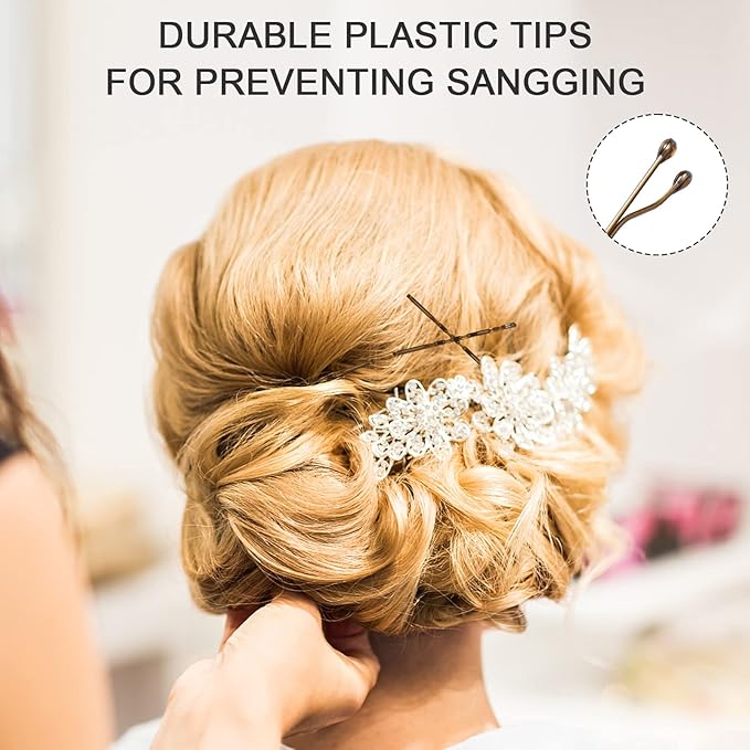 2" Bobby Pins in case - 400 Pcs Gold Hair Pins Clips Bulk for Women - Mini Strong Hold Bun Pins for All Hairstyle (Thin/Thick/Curly/Straight) - Hair Accessories for Styling, Updos, Daily Use