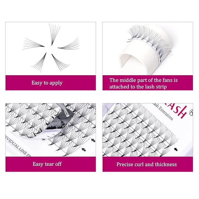 Premade Lash Fans 6D 0.07 Volume Eyelash Extensions C Curl 9mm Volume Lashes Premade Pro Ponit Middle Stem Lash Extension Supplies (6D-0.07-C, 9mm)