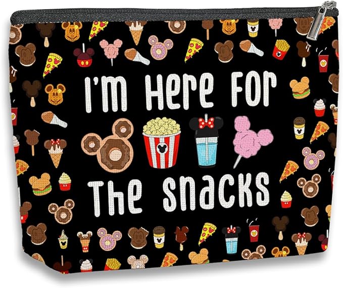 kdxpbpz Magic Kingdom Lover Gift Halloween Snacks Cosmetic Bag Snacks Bag for Travel Cute Toiletry Bag for Girls Teens Friends Makeup Organizer Zipper Pouch (for The Snacks Black)