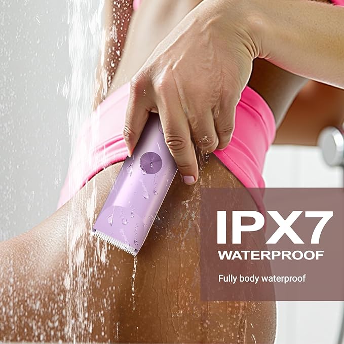 Bikini Trimmer for Women Electric Razors for Women Women's Electric Razor 2 in 1 Shaver Pubic Hair Trimmer Ipx7 Waterproof Wet Dry Use Bikini Shaver for Ladies Pubic, Legs, Face, Underarms (Purple)
