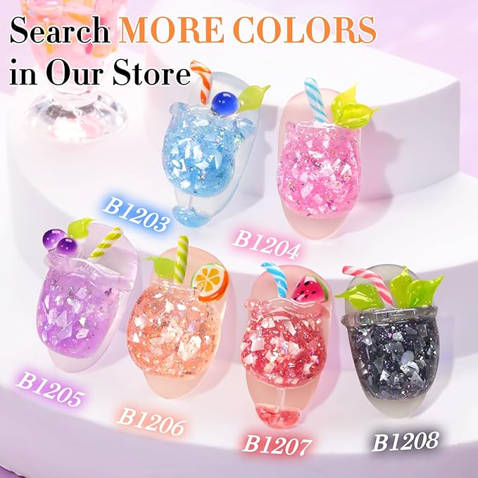Double Rhythm 0.5Oz Glitter Gel Polish Same Color Same Bollte Shimmer Reflective Color for Nail Art Salon DIY Soak Off 15ml Nail Lamp Gel Polish at Home (Shell Peach-B1206)