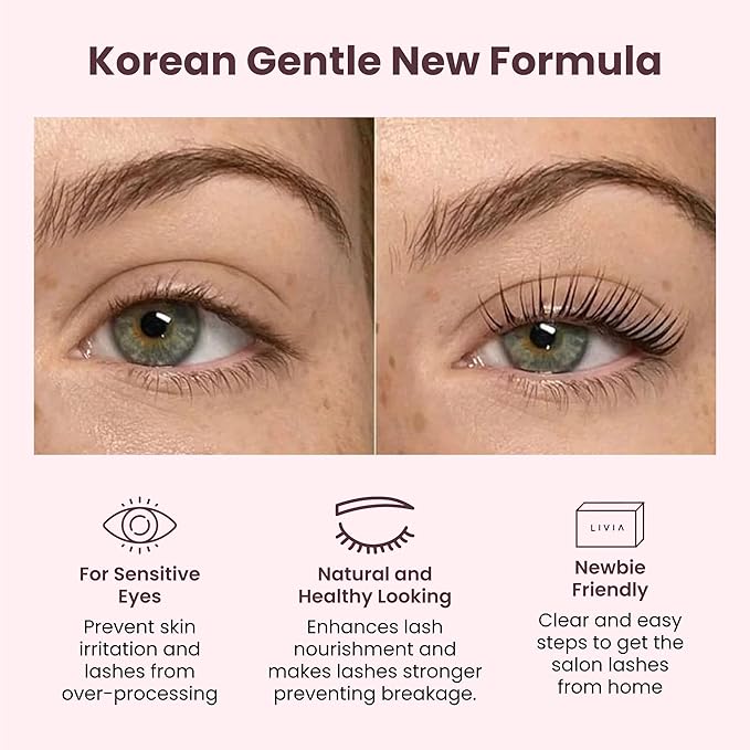 Korean Lash Lift Kit + Color Kit by Livia - Perfectly Curled and Darker Lashes for 8 Weeks from Home, Faster Alternative to Lash Serums, Complete DIY Perm Kit