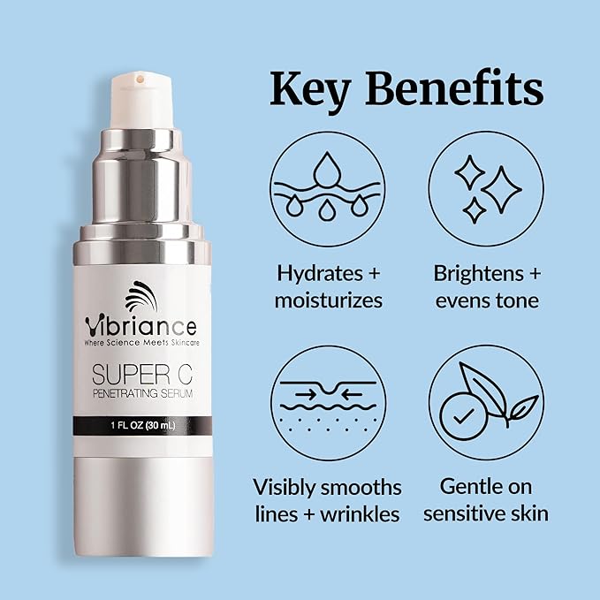 Vibriance Super C Serum for Mature Skin - All-in-One Vitamin Formula Hydrates, Firms, Lifts, Smooths, Targets Age Spots, Wrinkles, 1 fl oz - Pack of 2