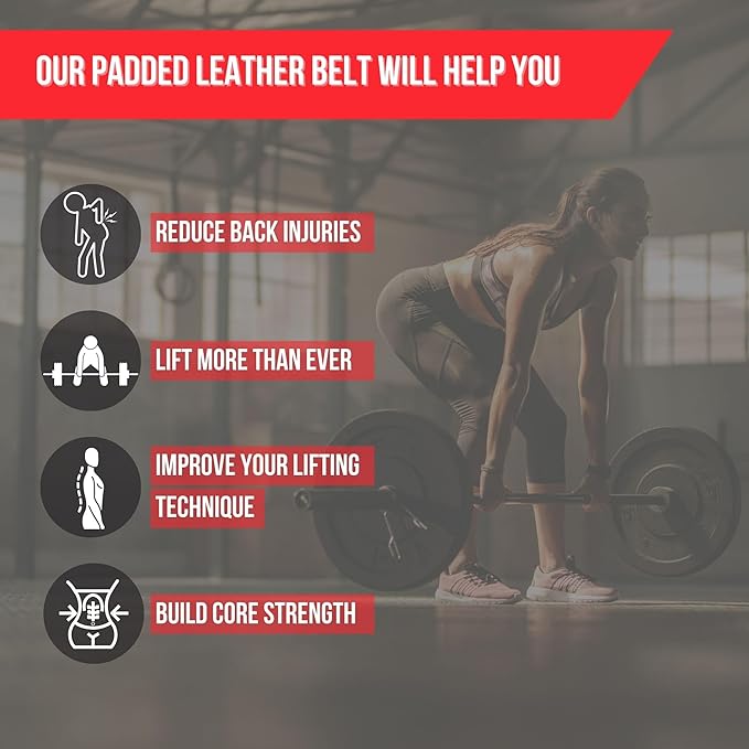 6'' Men's Padded Leather Lifting Belt - Weight