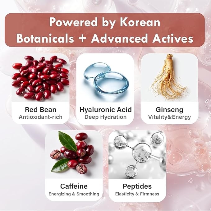 OHMIA Korean Red Bean Body Wash - Hydrating Exfoliating Shower Gel with Peptides & Hyaluronic Acid for Smooth Sensitive Skin Women & Men - Vegan & Cruelty-Free - 8.45 fl oz