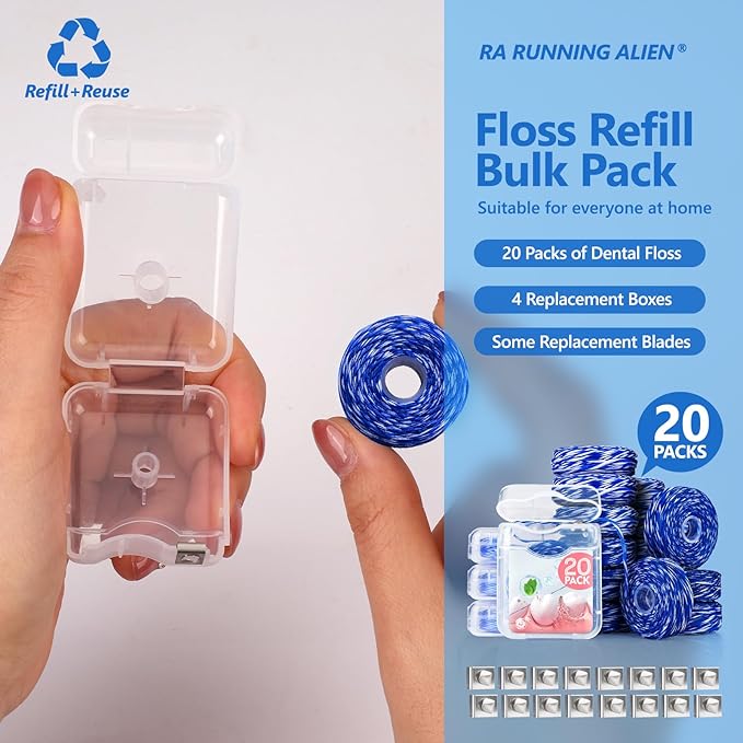 Woven Dental Floss, Expandable Waxed Dental Floss for Gentle,Oral Care Whitening Dental Floss,Plaque Remover for Teeth, Kid-Friendly String Floss,Mint,20 Spools (32.8 yd Each)