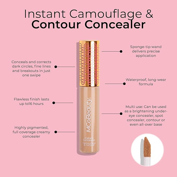 MCoBeauty - Instant Concealer Camouflage and Contour - Full Coverage Cream Formula - Medium Beige Shade - Conceals, Highlights and Contours - Concealers & Neutralizing Makeup
