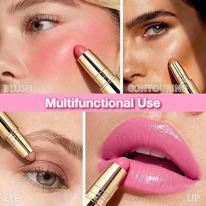 Kaely Contour Blush Multiuse Stick Makeup, Cream Bronzer Contouring Sticks Palette Face Make Up Set, Ultra-Creamy Radiant Finish Formula, Vegan & Cruelty-free, 3Pcs-01+02+03