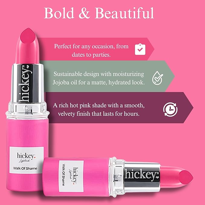Hickey Lipstick The Essentials Trio - 3 Piece Refill Set, Mile High (Red), Walk of Shame (Hot Pink), Birthday Suit (Nude), Long Lasting Hydrating Velvet Finish Lipstick for Women, Vegan & Gluten-Free