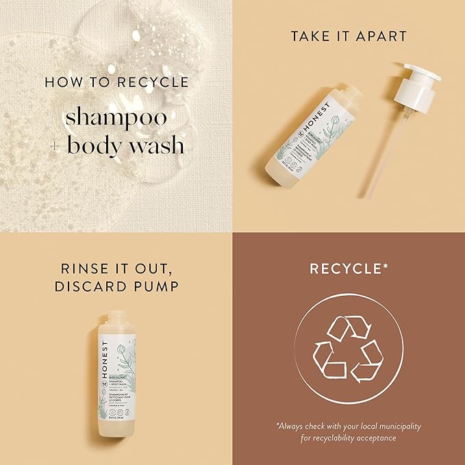 The Honest Company 2-in-1 Cleansing Shampoo and Body Wash for Sensitive Skin, Tear-Free, Hypoallergenic with Naturally Derived Ingredients, Fragrance-Free, 10 fl oz