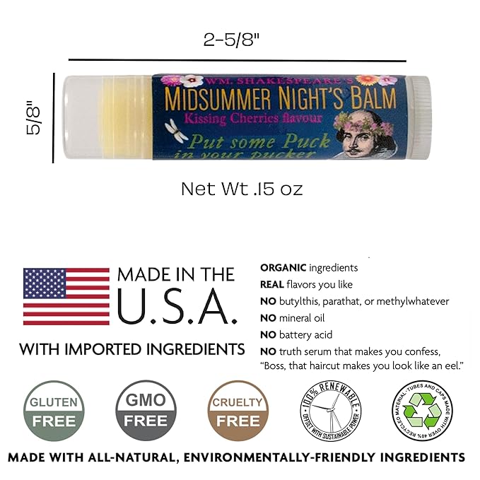 Shakespeare's Midsummer Night's Lip Balm Tube, Ingredients