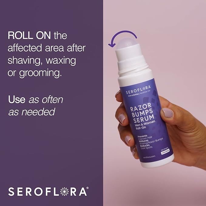 Seroflora Razor Bumps Treatment for Women - Ingrown Hair Treatment - Razor Bump for Bikini Area - After Shave & Waxing - Roll-On-Face, Legs, Body (3.5floz)