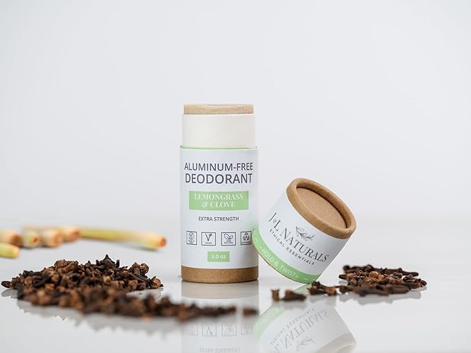 J&L Naturals Aluminum Free Deodorant for Men & Women | 100% Natural Ingredients With Coconut Oil, Shea Butter, & Essential Oils | Sustainable, Eco-Friendly (Lemongrass & Clove, 3.0 Oz (Pack of 4))