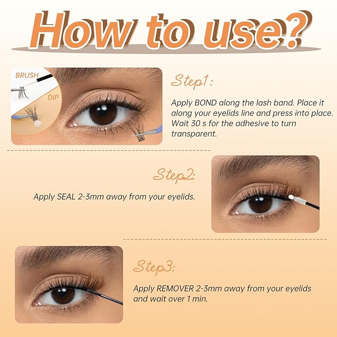Wispy Lash Clusters, Lash Clusters Kit, Lash Extension Kit, C Curl Left & Right 180pcs 7-15 mm Individual Cluster Eyelash Extension with Bond and Seal, Tweezers, Remover