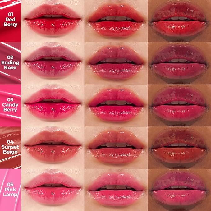Pudding Glow Korean Lip Tint | Natural Lip Stain | Gloss to Stain | Long-Lasting & Non-Sticky | Lightweight Lip Tint 0.14 oz. (01 RED BERRY)