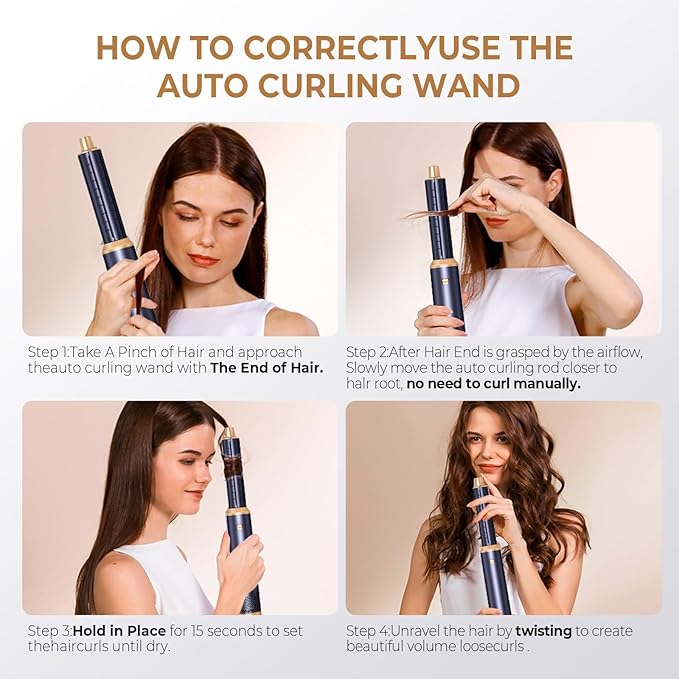 5 in 1 Blow Dryer Brush, Negative Ion Hair Dryer Brush Set Upgrade Hot Air Brush Air Styler Curling Wrap Air Curler, Curling Iron Hair Styling Tools As A Gift for Straight/Curl/Drying/Smoothing