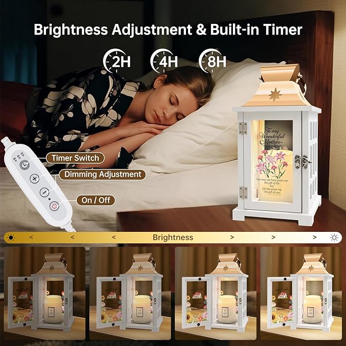 Mother in Law Gifts - Candle Warmer Lamp with Timer Dimmer, Heartfelt Wax Melter Lantern for Mother in Law Birthday Mothers Day Christmas