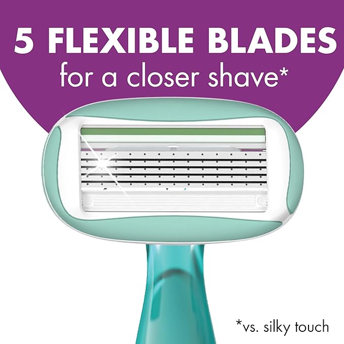 BIC Soleil 5 Sensitive Women's Disposable 5 Blade Razors, 360 Degree Moisture Strips and Pivoting Head, 5-Pack