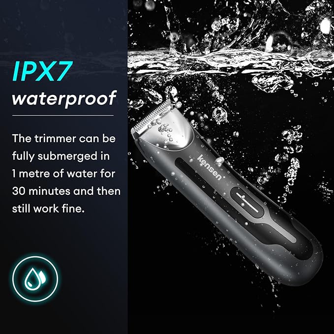 Body Hair Trimmer for Men, kensen Electric Groin Hair Trimmer, Christmas Gift Rechargeable Body Groomer, Replaceable Ceramic Blade Heads, IPX7 Waterproof Wet/Dry Clippers Male Pubic Hair Hygiene Razor