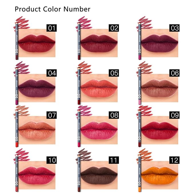DC-BEAUTIFUL 12Pcs Lot Set 12 Colors Lip Line