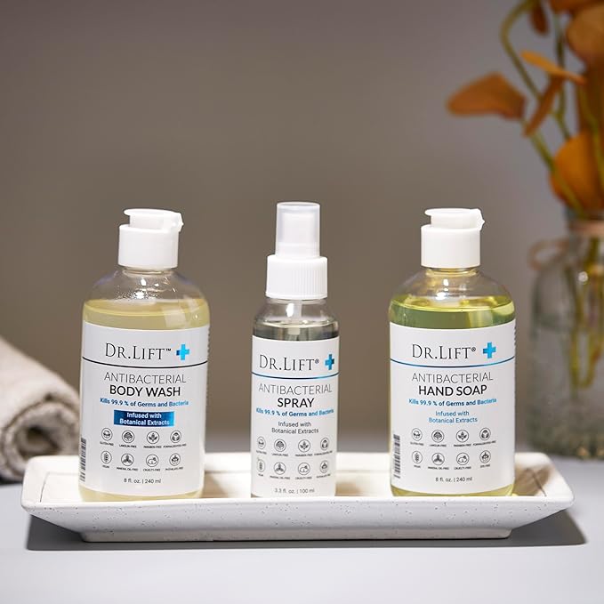 DR. LIFT Antibacterial Body Wash, 8 oz (3-Pack) - Gentle & Effective Shower Gel - Made in America