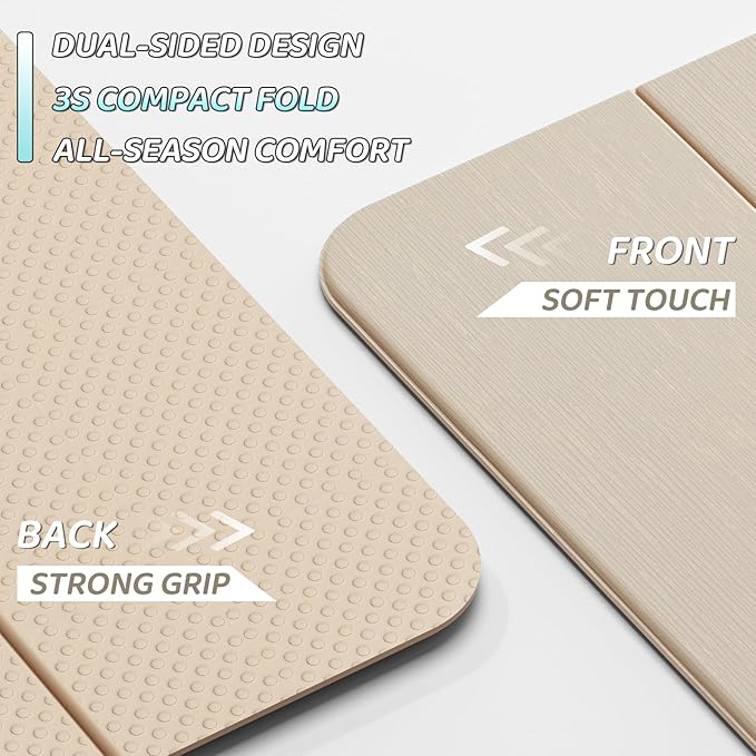 ILILI Foldable Yoga Mat 71 * 24 * 0.3'' - TPE Non-Slip Fitness Mat for Home，Waterproof & Lightweight (2lb) for Home Gym, Pilates & Stretching,Fitness Workouts