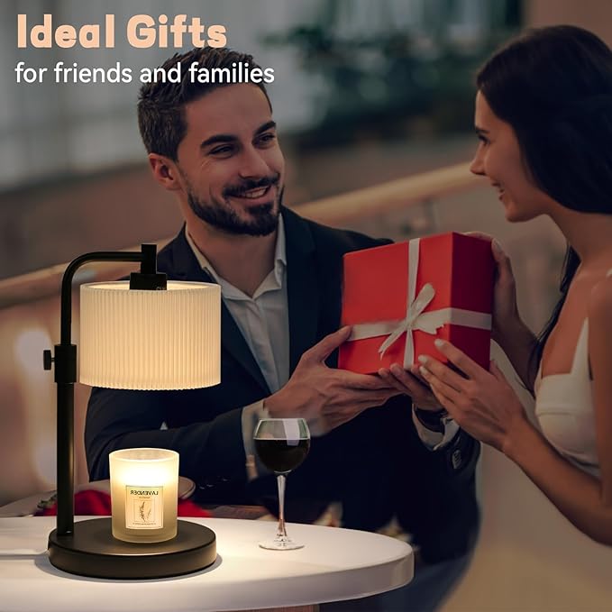 Candle Warmer Lamp with Timer, Candle Wax Warmer Adjustable Height Candle Lamp Warmer for Jar Candles, Christmas Gifts House Warming Gifts for Women (Black-Upgrade)