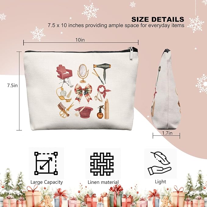 EKGJW Chrisamas Hairstylist Gifts Women Makeup Bag Red checkered Bow Make Up Bag, Cosmetic Bags for Hairstylists, Hairdresser Gifts for Cosmetology Student Teen Girls