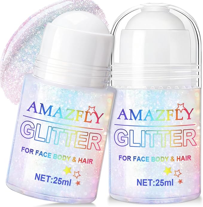 1PC Roll-on Holographic Body Glitter Gel for Body, Hair, Face, Chameleon Color Changing Glitter Gel Under Light, Chunky Mermaid Sequins Festival Party Rave Accessories Shimmer Makeup (Sparkling Pink)