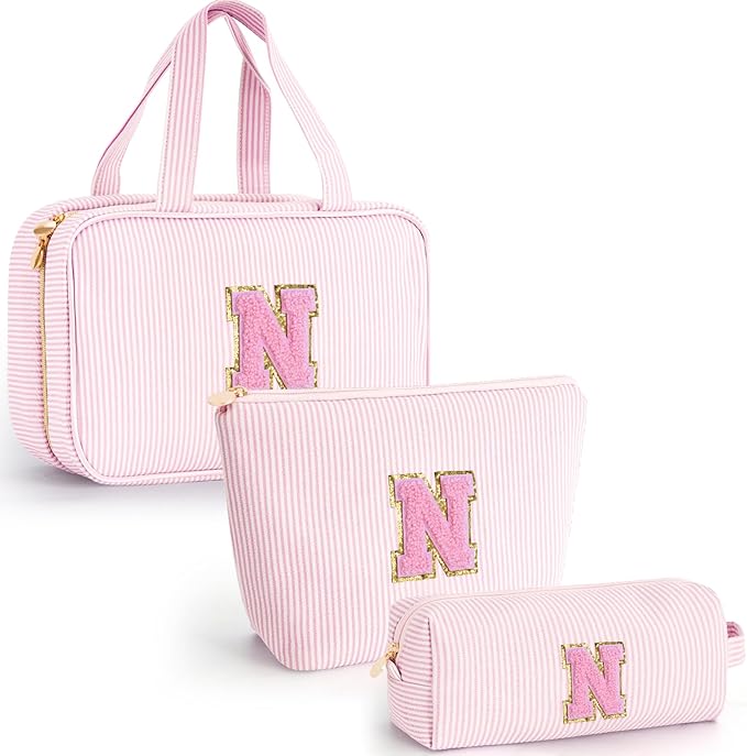 Fystdtote Travel Toiletry Bag Cosmetic Bag Skin Care Bag Cute Makeup Bag Sister Wife Friend Engagement Wedding Gifts for Women Tween Girls Trendy Stuff Thank You Gift - Pink N