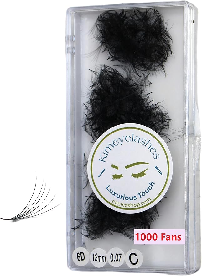 6D - 0.07 C and D Curl 1000 Premade volume fans loose Fans, Handmade eyelash extensions supplies Russian volume lash promade fan (6D - 0.07 - Curl D, 16mm)