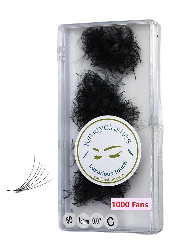 6D 0.07 C and D Curl 1000 Premade volume fans loose Fans, Handmade eyelash extensions supplies Russian volume lash promade fan (15mm, 6D - 0.07 - Curl D)
