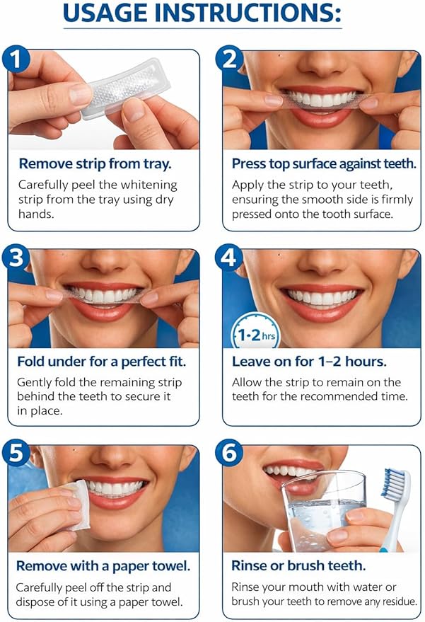 Teeth Whitening Strips, Strawberry Flavor Inspired, Comfort Fit Adhesive, Fresh Taste, 28 Strips in 14 Sealed Pouches, at Home Smile Brightening Routine