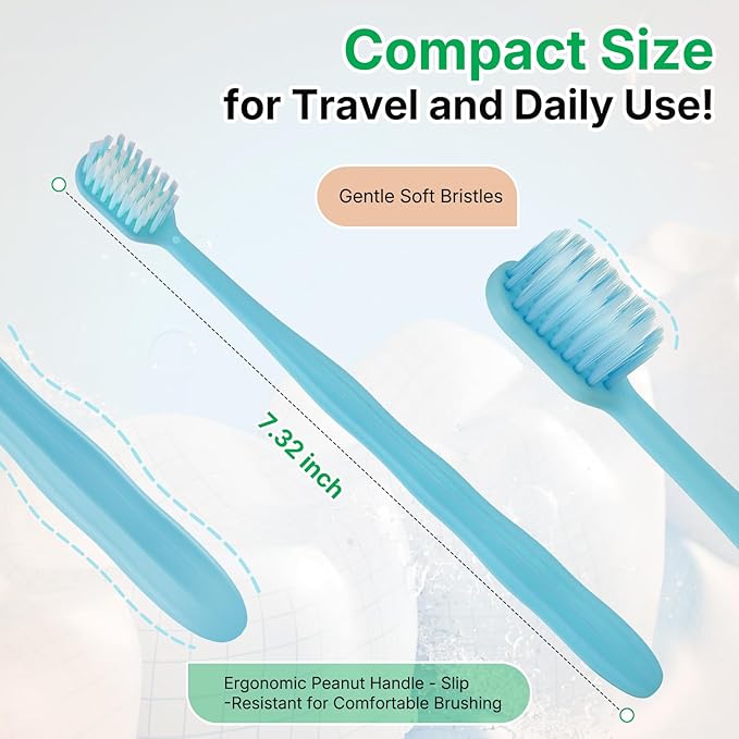30-Pack Premium Bulk Disposable Toothbrushes, Individually Wrapped, Soft Bristles, Peanut Grip Handle for Travel, Guest Bathroom, Hotel & Emergency Kits, Family, Kids & Adults, Single Use