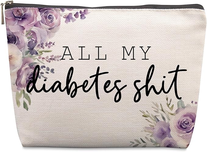 Lcoanriut Diabetes Care Funny Gifts for Women, Funny Diabetes Travel Case, Diabetes Care Gag Gifts Mothers Day Birthday Gifts for Women Grandma All My Diabetes Shit Diabetic Bags for Supplies