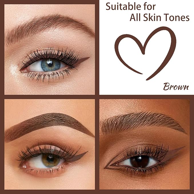 12 Pcs Brown Eyeliner Pen, Long-Lasting & Waterproof Eyeliner, Quick-Drying Eye Liner Liquid Liner, Smudge-Resistant Brown Eye Liner for All Skin Tones & Types, Highly Pigmented Eye Makeup