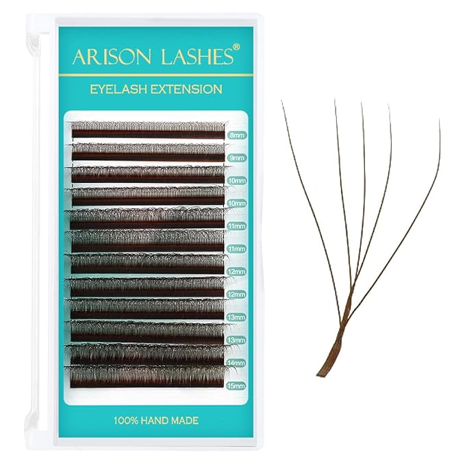 YY Eyelash Extensions Supplies Y Lash 5D Premade Fans 0.07C Curl Volume Lash Extensions Easy Fanning Lashes Matte Black Volume Eyelash Extensions(Brown-5D-0.07C-8-15mix)