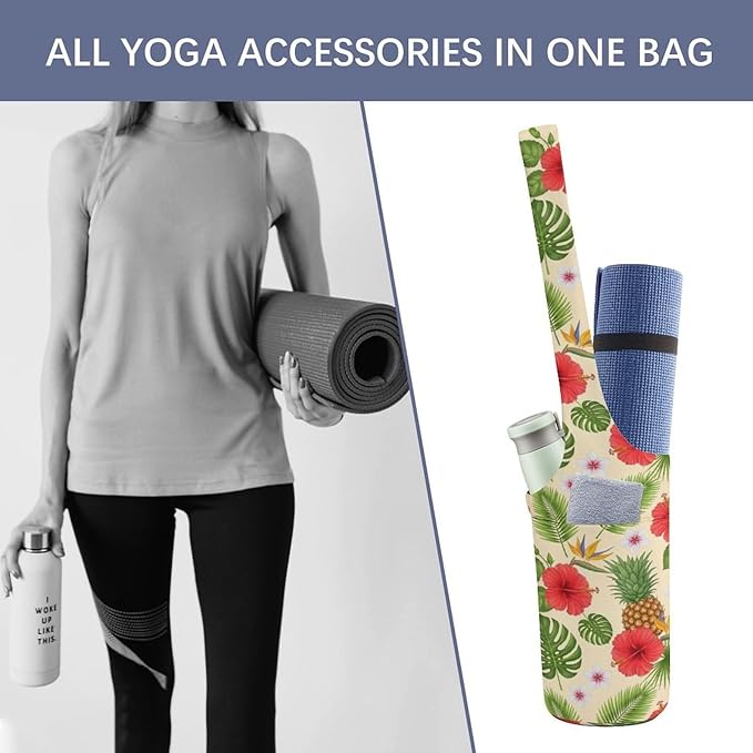 Yoga Mat Bag for Women, Stylish Yoga Mat Tote Sling Carrier Bag, Long Strap Exercise Mats Totes Sport Storage Bag